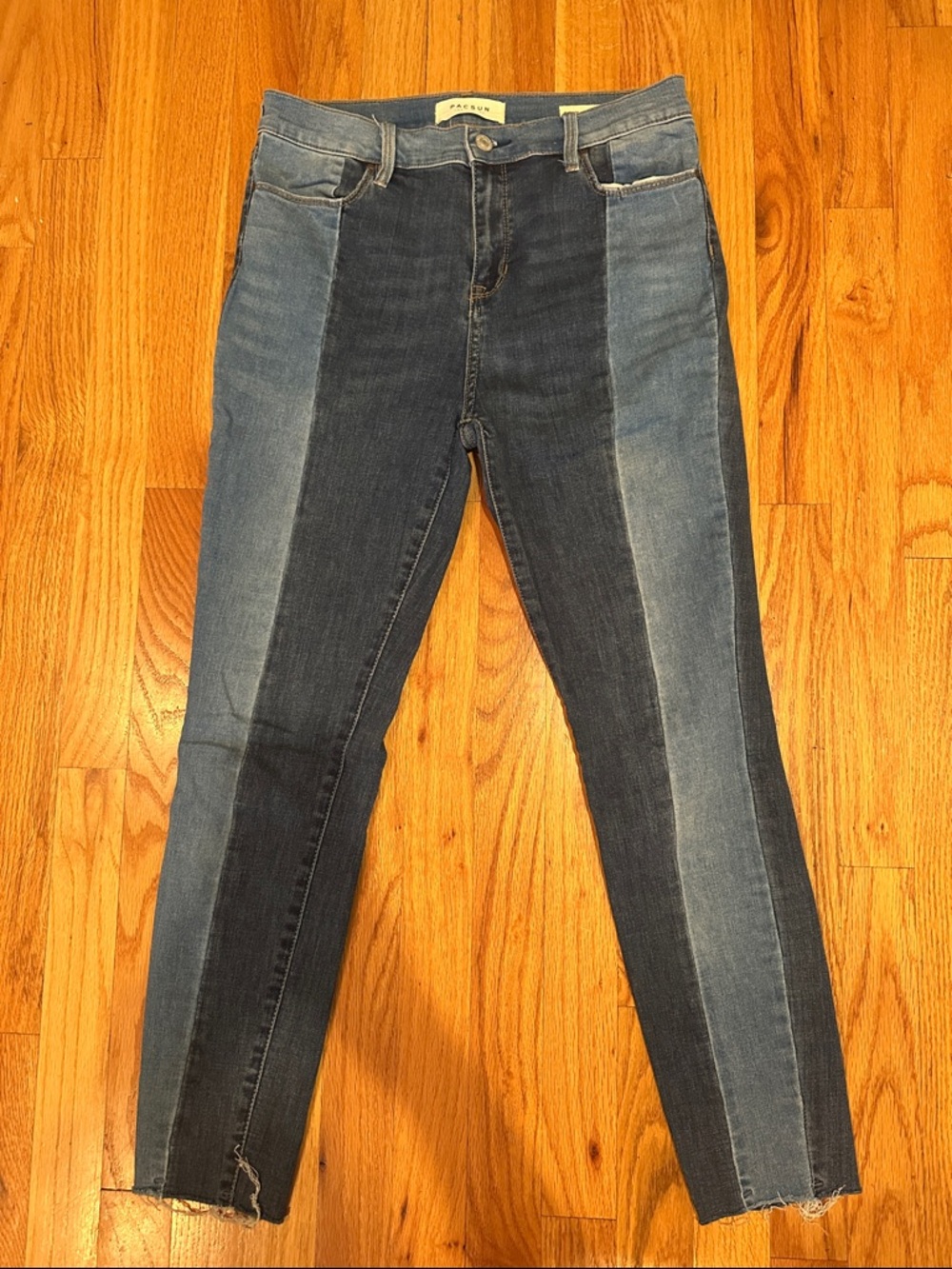 PacSun Two-Tone Blue Panel Skinny Jeans
